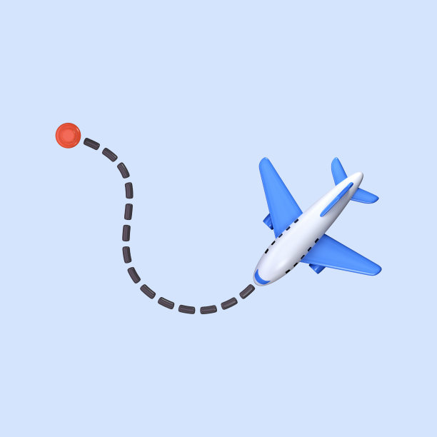 飞机飞行路径3d图标。飞机飞行路线用虚线表示图片下载