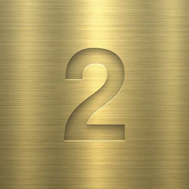 金色金属纹理数字2设计图片下载