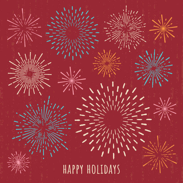 烟花节日方形贺卡图片下载