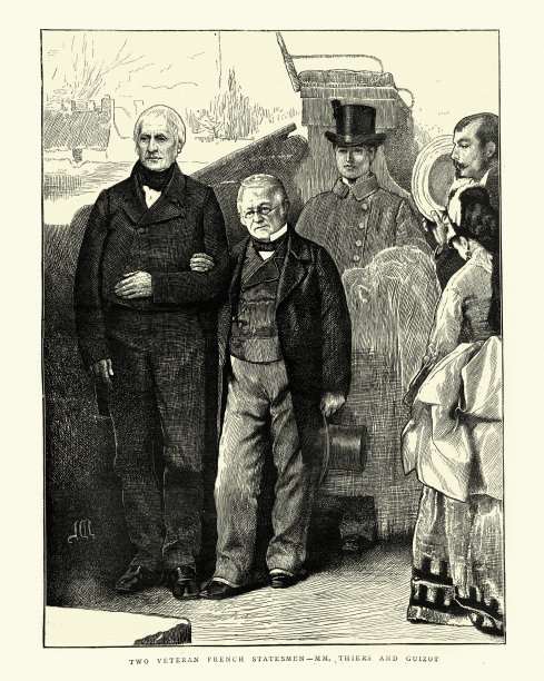 19世纪，法国政治家弗朗索瓦·基佐和阿道夫·泰尔图片下载