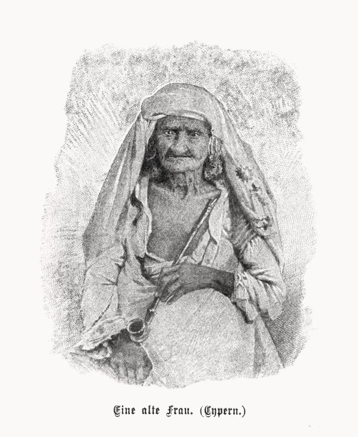 塞浦路斯的老妇人，半色调印刷，1899年出版图片下载