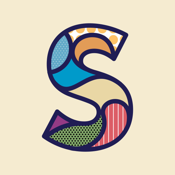 中性色彩流行艺术风格字母矢量图形图片下载