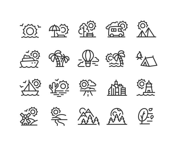 景观线图标可编辑的描边图片下载