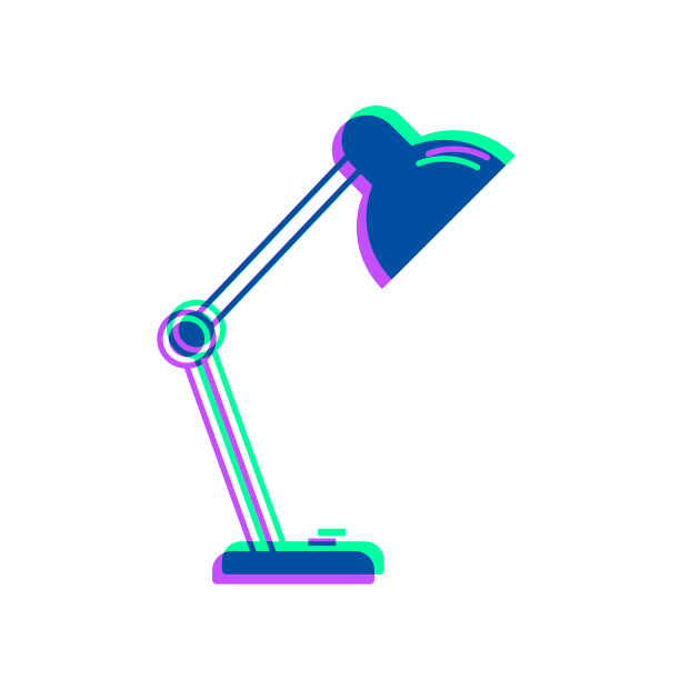 台灯。图标与两种颜色叠加在白色背景上图片下载