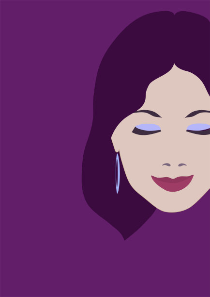 特写女人肖像与长黑发图片下载