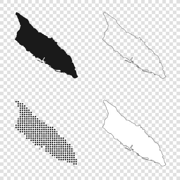 设计阿鲁巴地图-黑色，轮廓，马赛克和白色图片下载