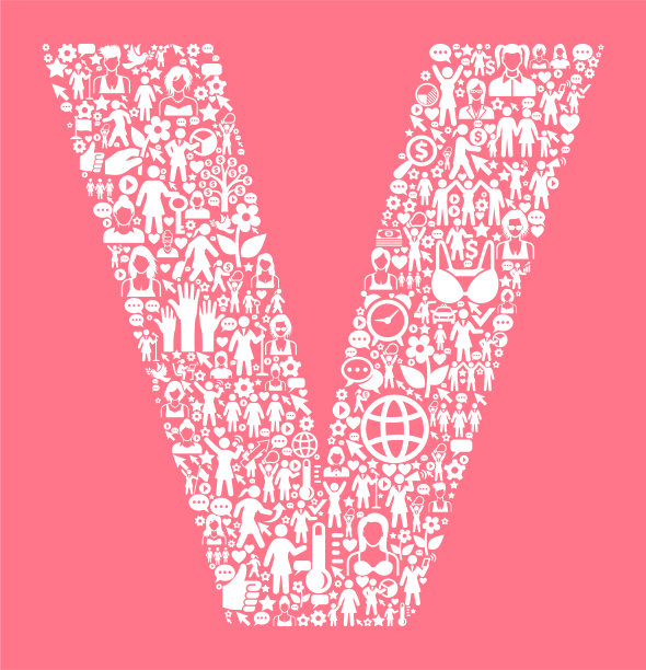 字母V妇女权利矢量图标模式图片下载