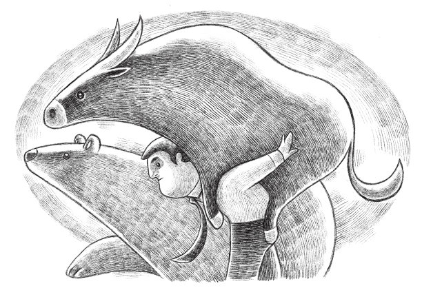 商人背着牛画画图片下载