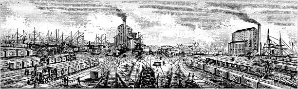 美国古董插图:巴尔的摩，马里兰-巴尔的摩和俄亥俄铁路终点站图片下载