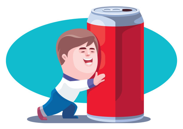 快乐的男孩拥抱汽水罐图片下载