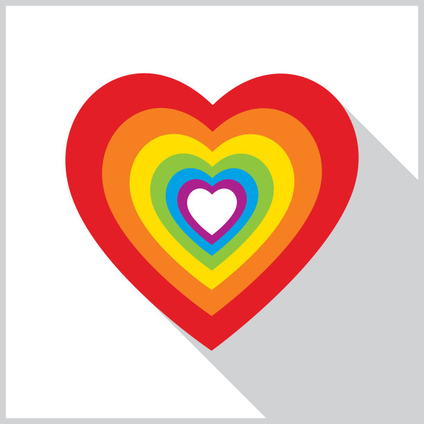 彩虹分层心阴影图标图片下载