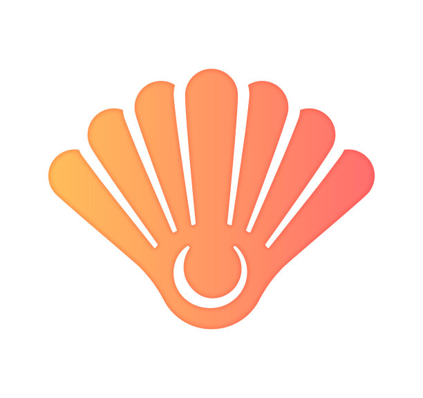 空贝壳梯度颜色&剪纸风格图标设计图片下载