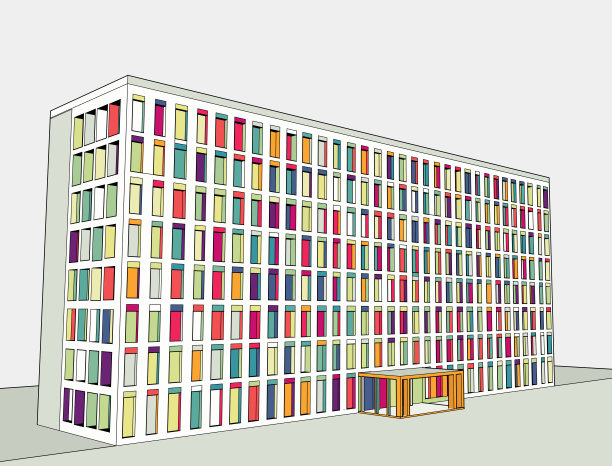 现代写字楼三维结构插画图片下载