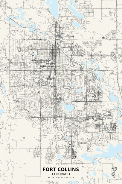 柯林斯堡，科罗拉多州矢量地图图片下载