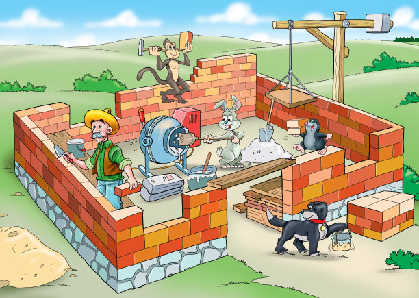 团队精神建设。盖房子图片下载