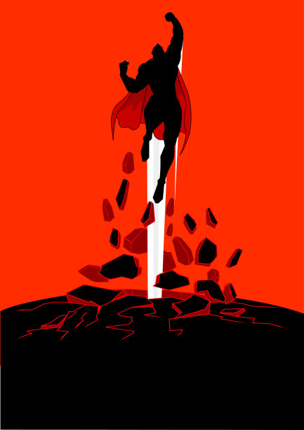 向量超级英雄向上飞行剪影图片下载