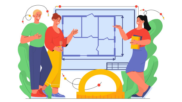 室内设计师的工作与客户的概念图片下载