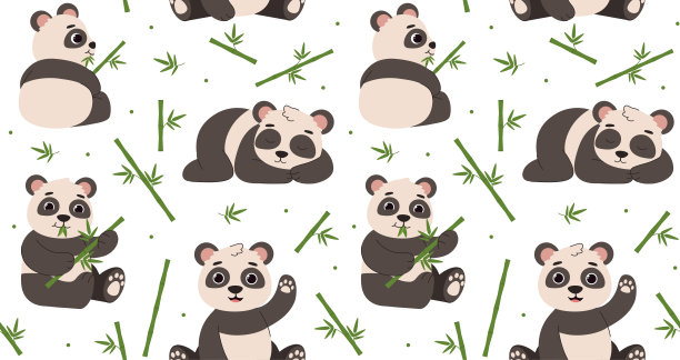 熊猫无缝图案图片下载
