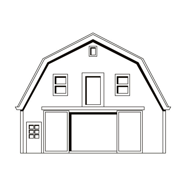 矢量谷仓卡通线艺术插图孤立图片下载