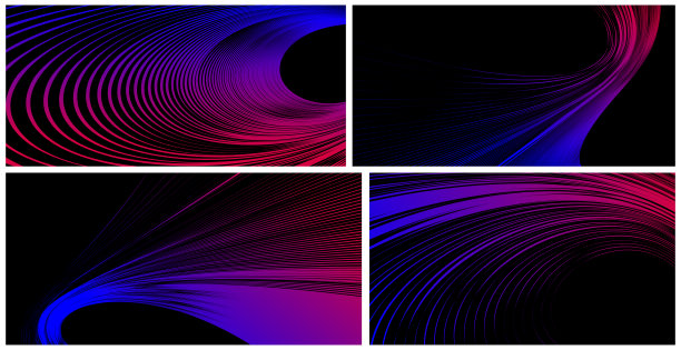 扭曲和变形的线条矢量抽象背景，空间曲率，三维线性流动曲线形状，科幻。图片下载