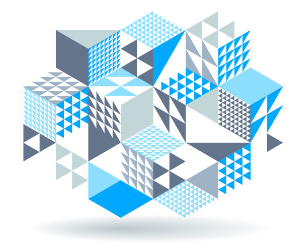 抽象矢量壁纸与三维等长立方体块，几何结构与块的形状和形式，欧普艺术低聚主题。图片下载