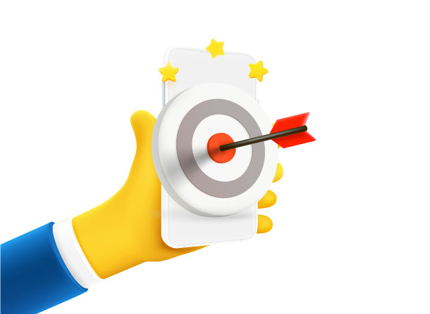 商人拿着智能手机，屏幕上有飞镖。三维矢量图图片下载