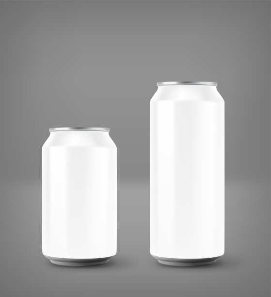 白色铝制啤酒罐模型。三维矢量图图片下载