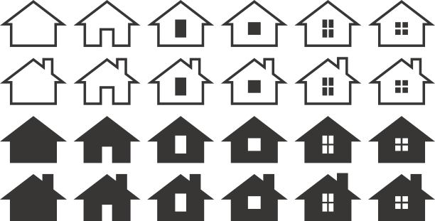 矢量插图集黑色和白色的家庭图标图片下载