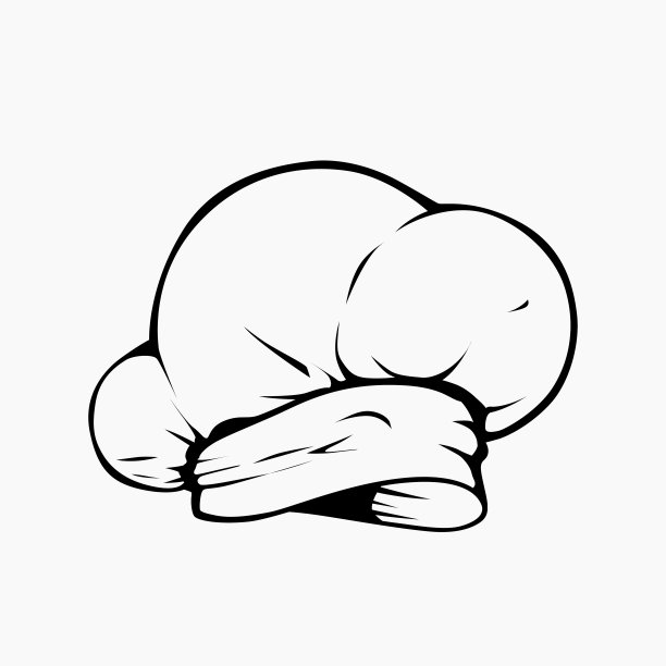 专业厨师帽廓形孤立于白色之上图片下载