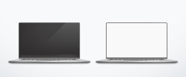 现实的笔记本电脑模板隔离设置在白色图片下载