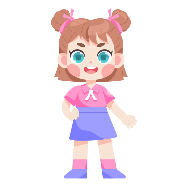 矢量卡哇伊小女孩性格插图孤立图片下载
