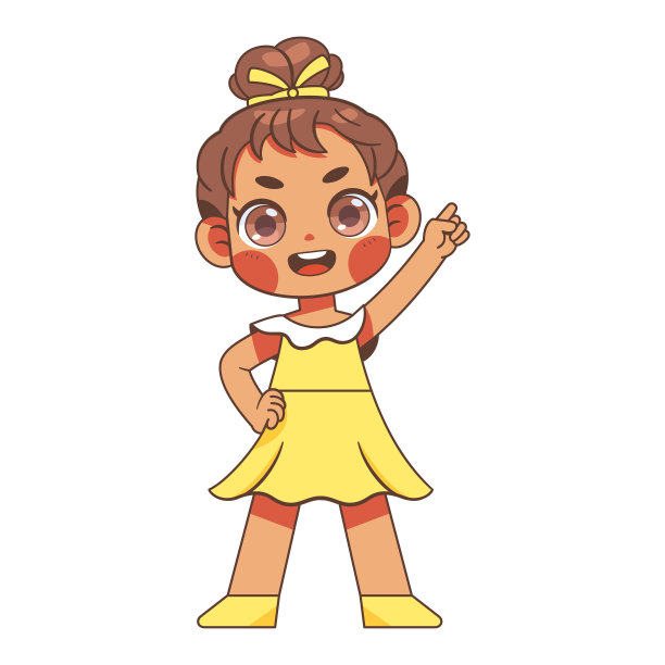 矢量卡哇伊小女孩性格插图孤立图片下载