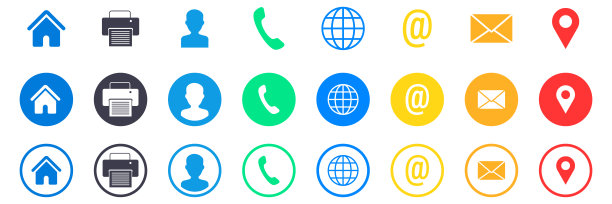 联系我们图标集。联系和通信图标。矢量图图片下载