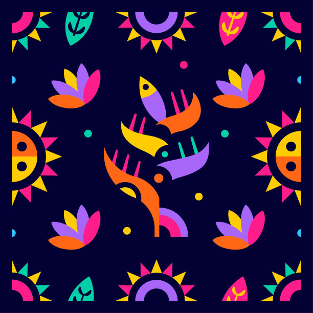 矢量可爱的抽象图案花插图孤立图片下载