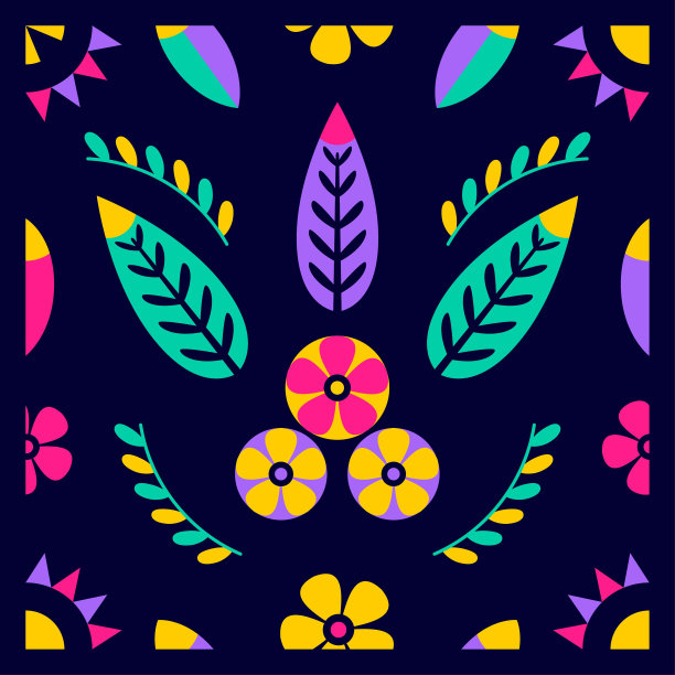 矢量可爱的抽象图案花插图孤立图片下载