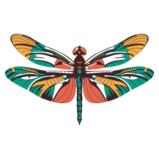 矢量美丽的蜻蜓卡通插图孤立图片下载