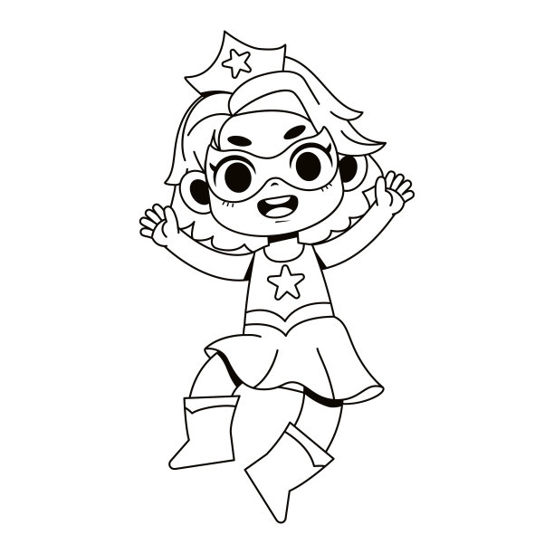 矢量卡哇伊小超级英雄卡通插图孤立图片下载