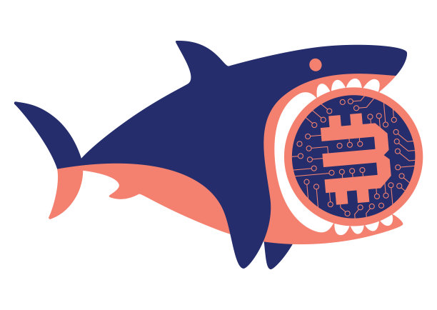 鲨鱼咬电子硬币符号图片下载