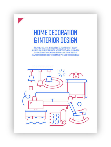 插图向量集家庭装饰和室内设计概念。线条艺术风格的网页，横幅，海报，印刷等背景设计。矢量插图。图片下载