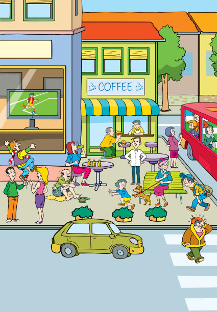 一群不同的人在街上。图片下载