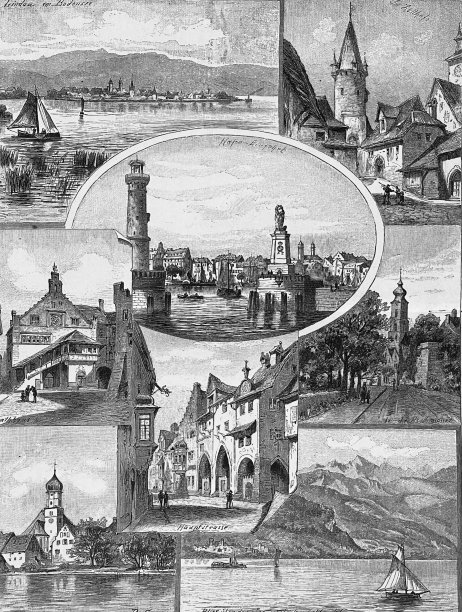 林道，德国，巴伐利亚，康斯坦茨湖，大学图片下载