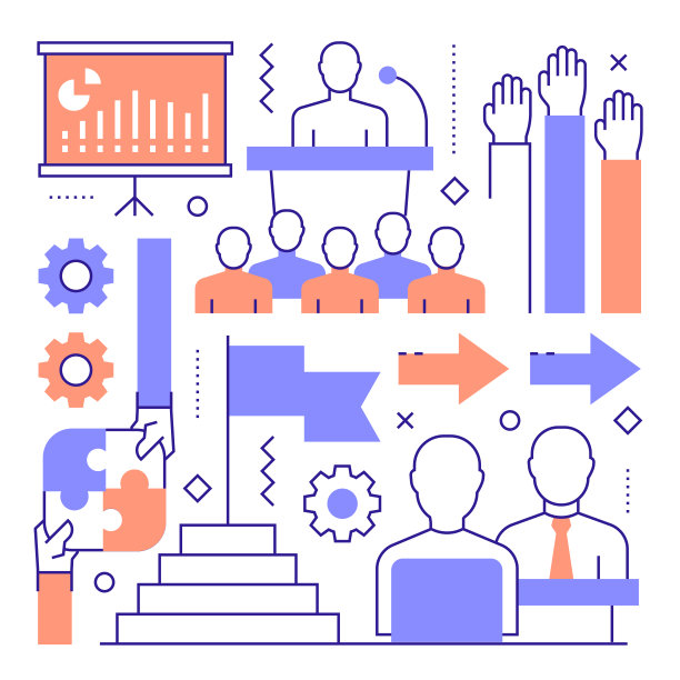 商务人员相关的现代线条风格矢量插图图片下载