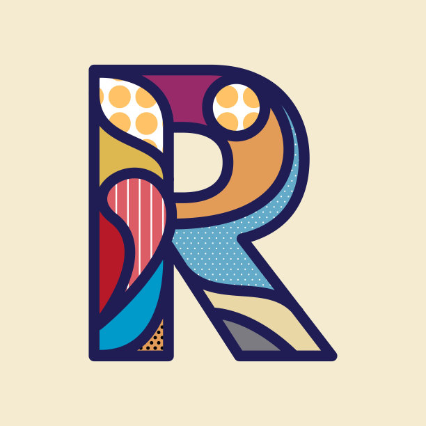 中性色彩流行艺术风格字母矢量图形图片下载