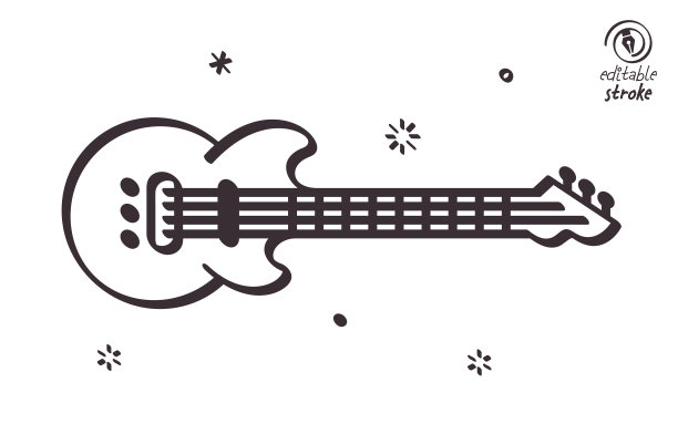 俏皮的线插图电吉他图片下载