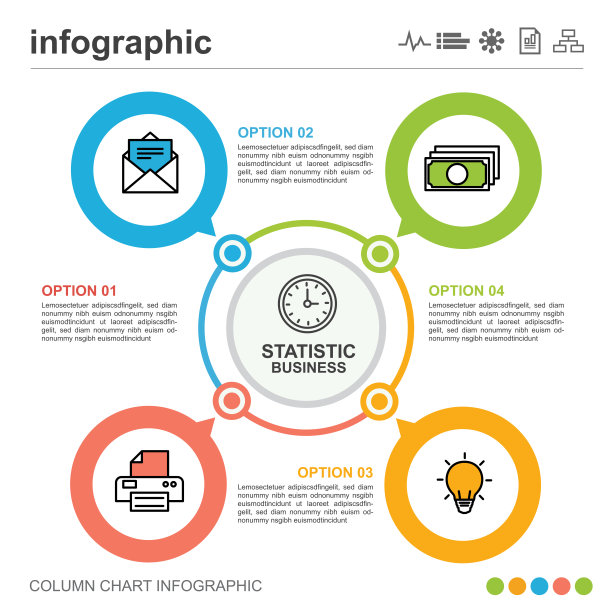 信息图表圆形设计与4个选项图片下载