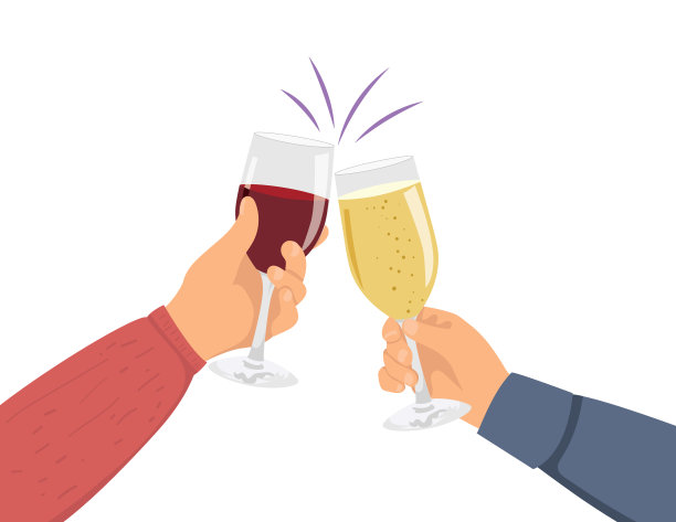 人们在透明的背景下用葡萄酒或香槟干杯图片下载