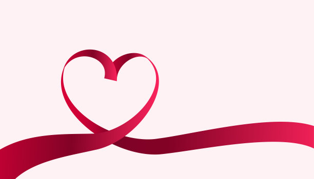 红色的心。红丝带。浪漫的卡片背景。图片下载