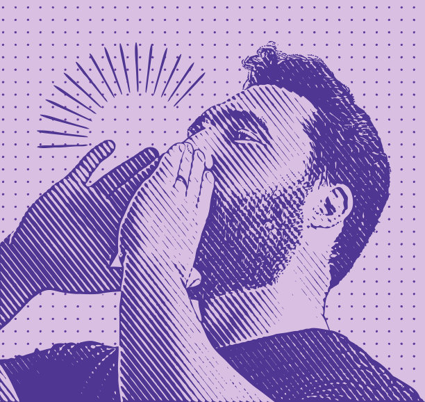 复古风格的插画，男人喊着公告图片下载