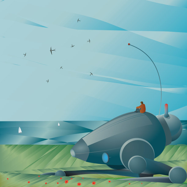 一只飞翔的燕子坐在一辆奇妙的汽车上。图片下载