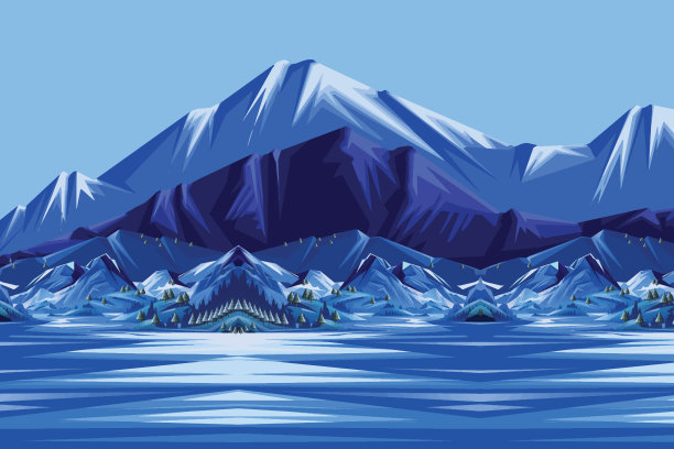 冬日蓝天下冰冻的湖面图片下载